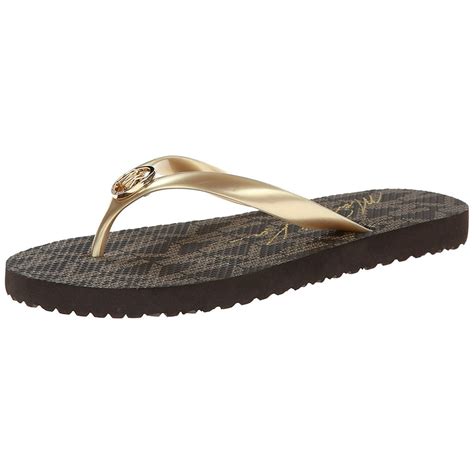 michael kors flip flops gold